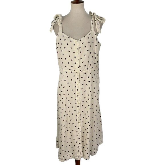 NWT Gap Button Front Shirt Dress Tie-Shoulder Pockets Sz 14 Summer Casual Resort - Picture 2 of 12